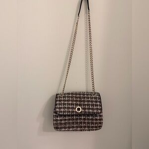 kate spade Black and Cream Tweed Chain-Shoulder Crossbody
